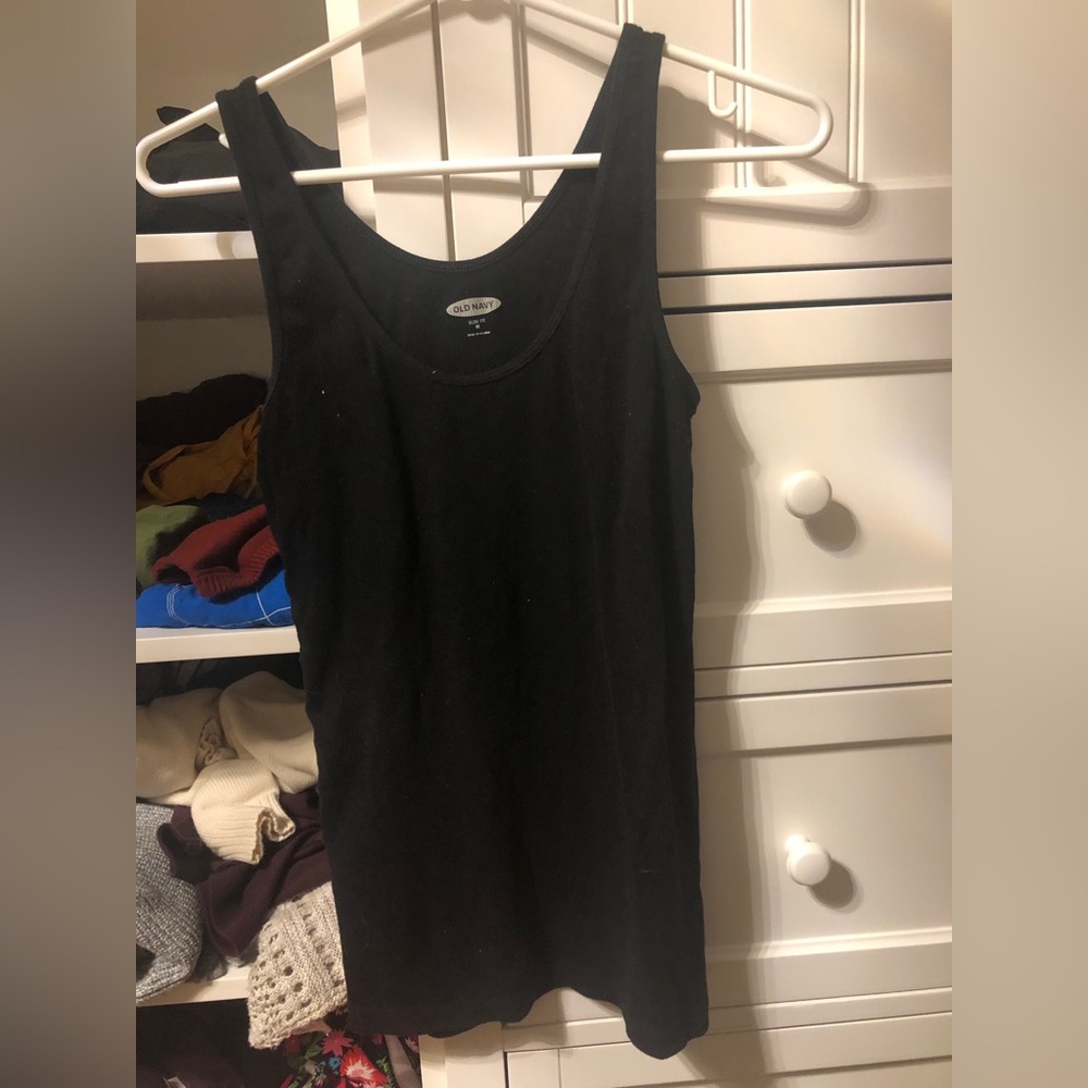 Ribbed Black Sleeveless Undershirt in Wifebeater Style  with Scoop Neck & Back